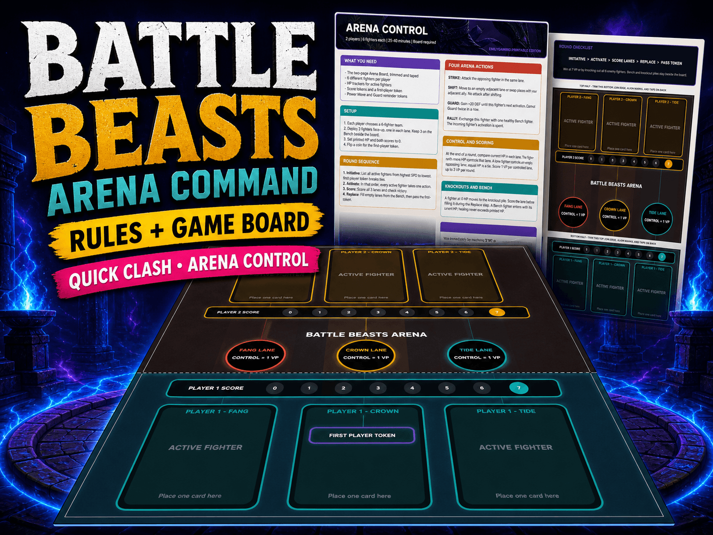 Beast battle card game board set