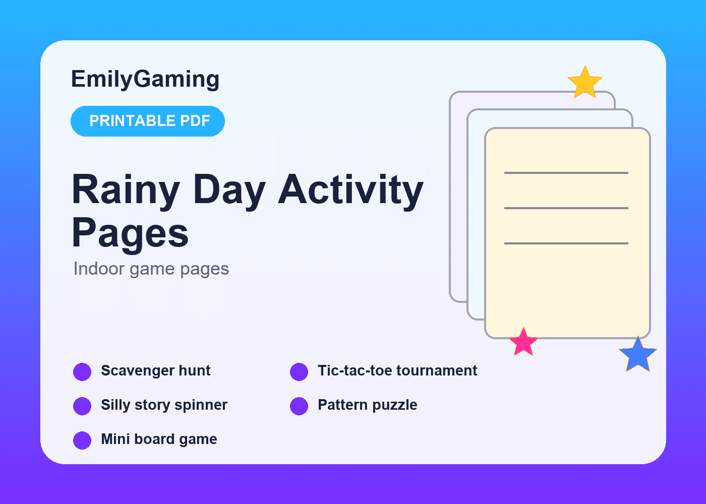 Rainy Day Activity Pages