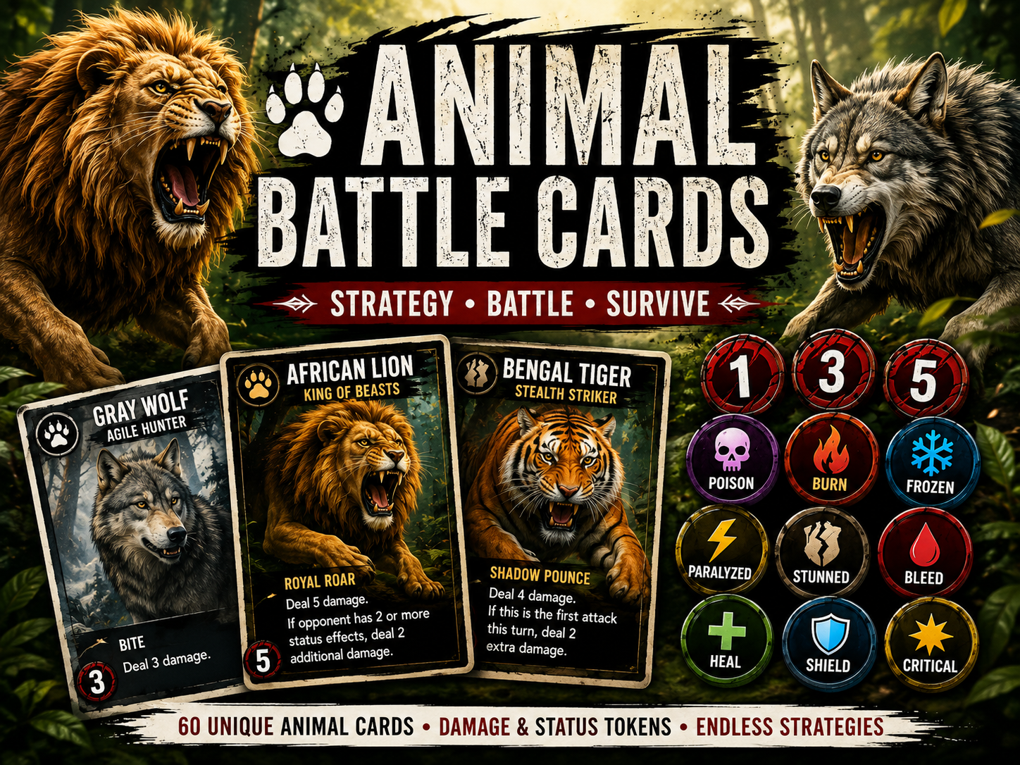 Animal Battle Cards preview 1