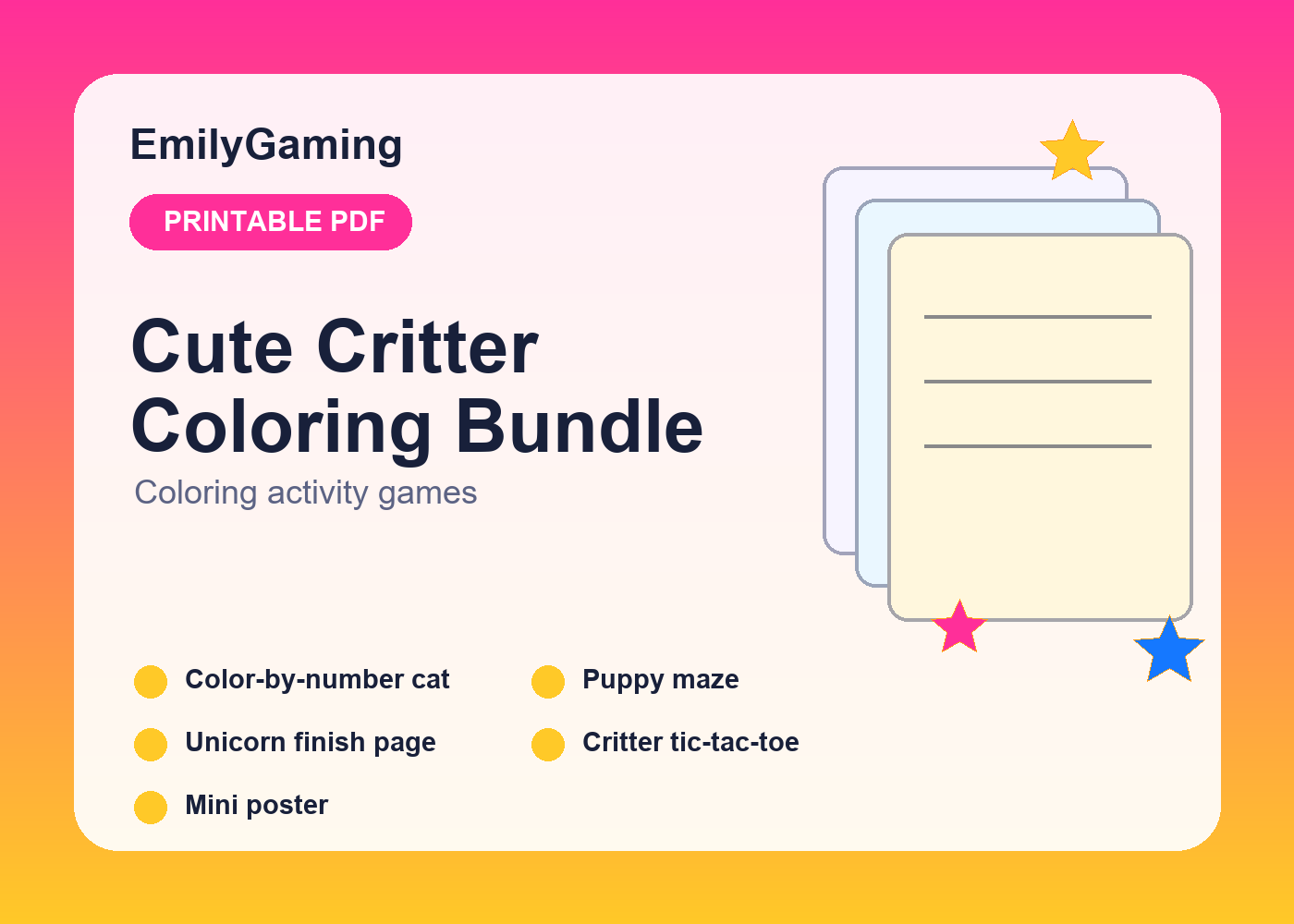 Cute Critter Coloring Bundle thumbnail 4